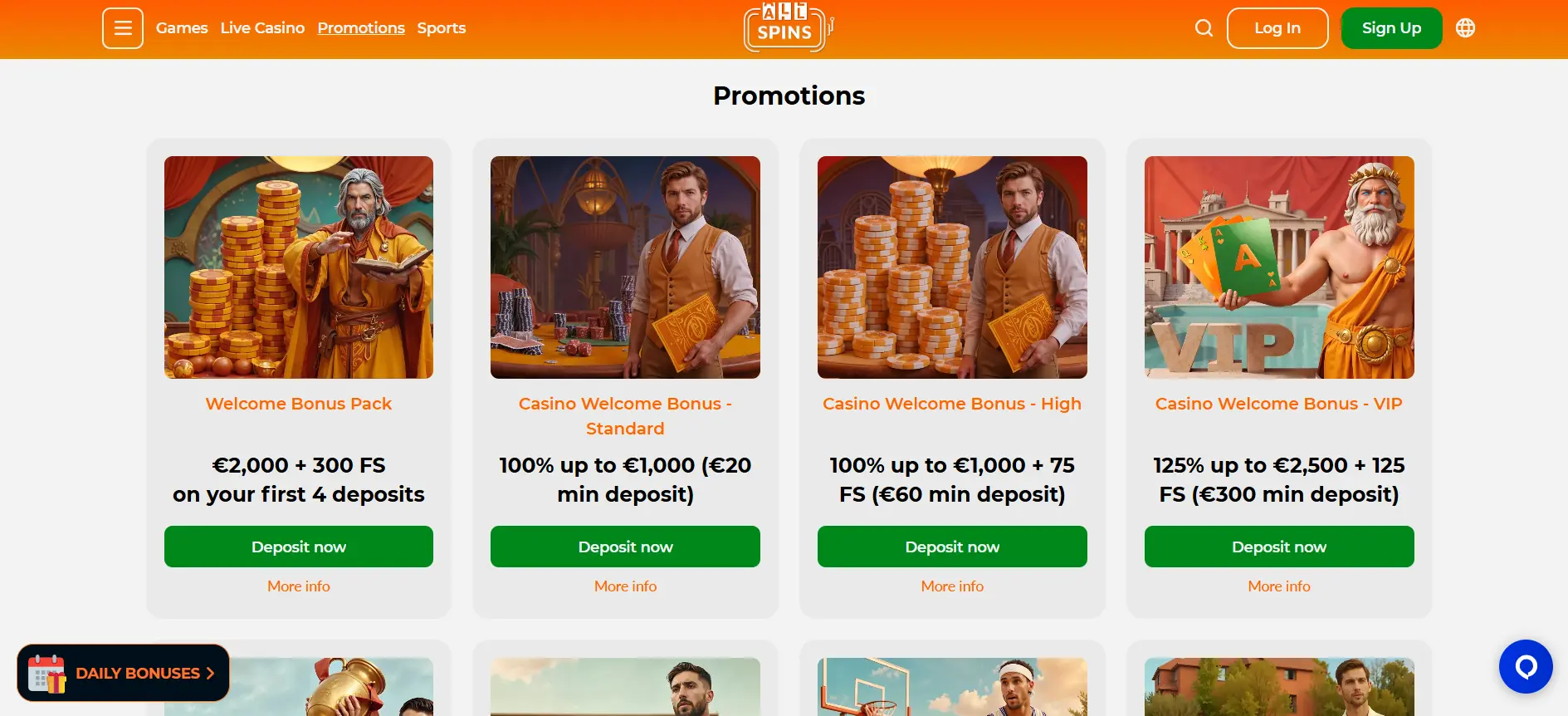 AllSpins Casino Aktionen