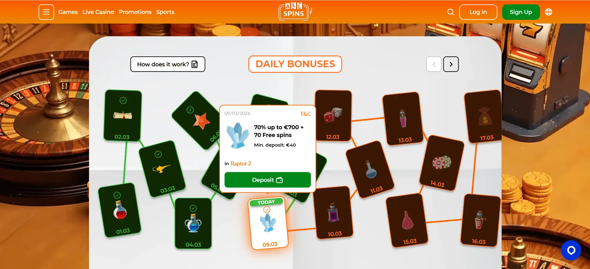 Codzienne bonusy w Allspins Casino – marzec 2026
